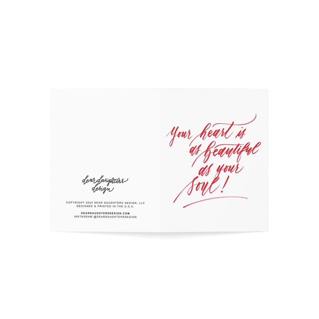 "Your heart is as beautiful as your soul!" Red Thank You Greeting Card - Gratitude #01