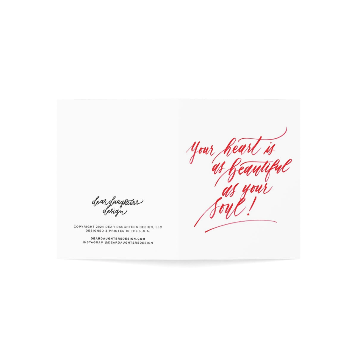 "Your heart is as beautiful as your soul!" Red Thank You Greeting Card - Gratitude #01