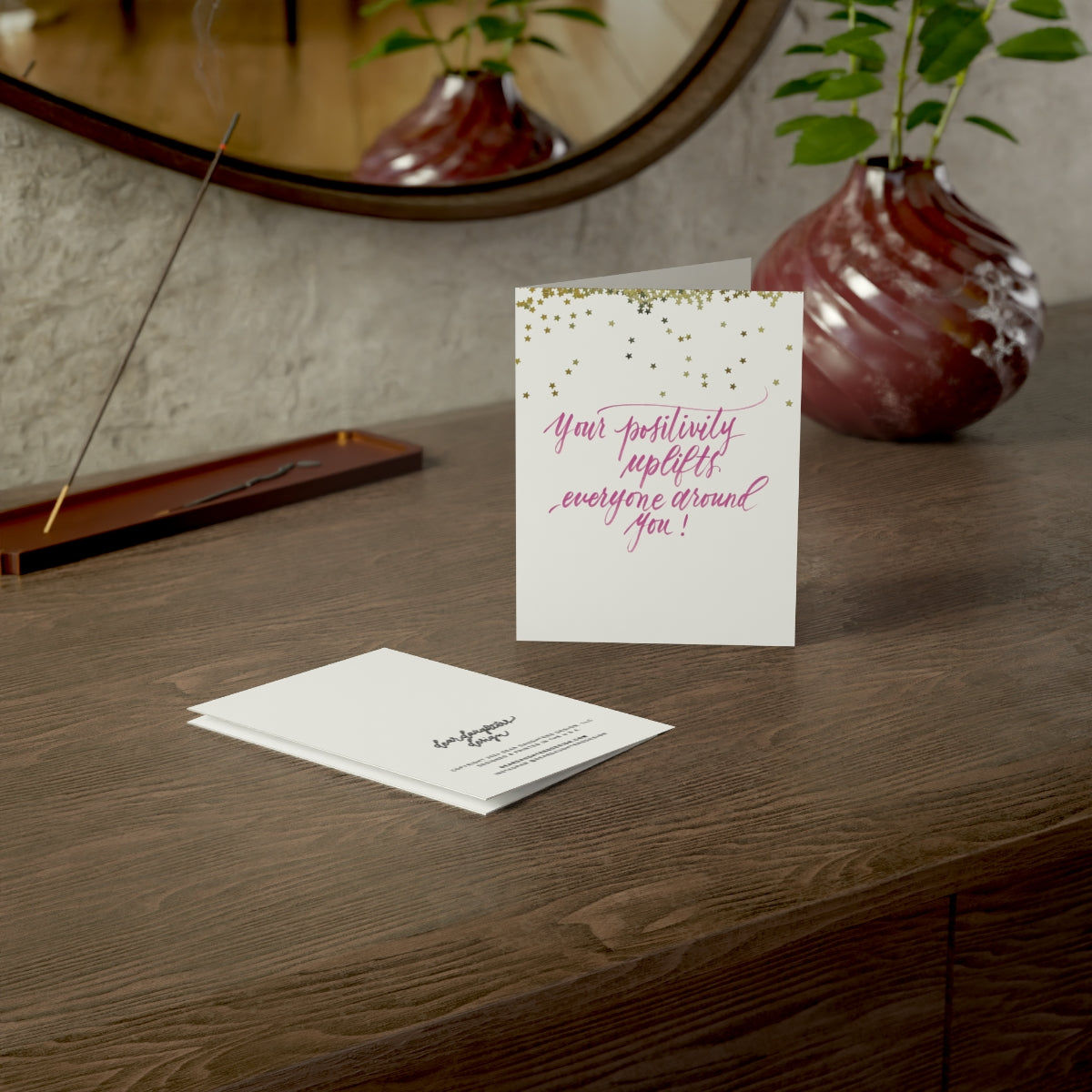 "Your positivity uplifts everyone around you!" Pink Thank You Greeting Card - Gratitude #11