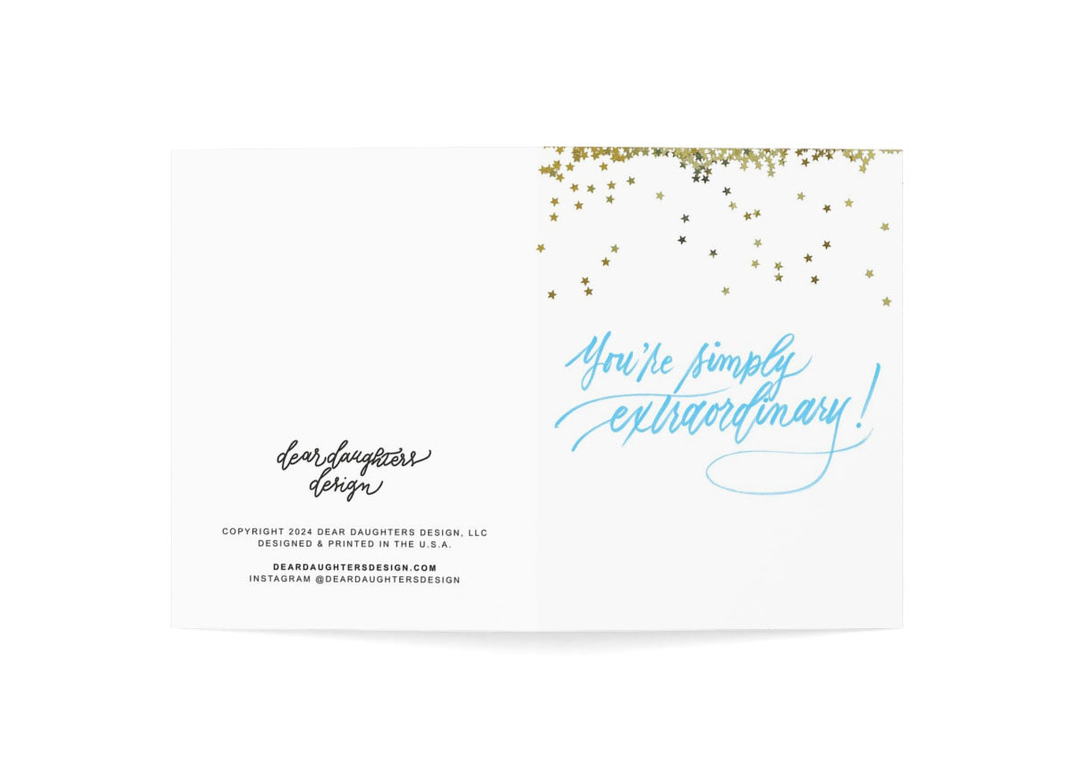 "You are simply extraordinary!" Sky Blue Thank You Greeting Card - Gratitude #08