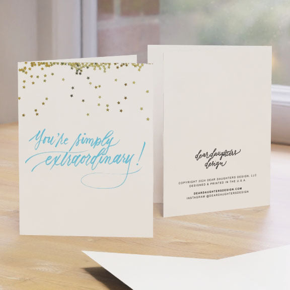 "You are simply extraordinary!" Sky Blue Thank You Greeting Card - Gratitude #08