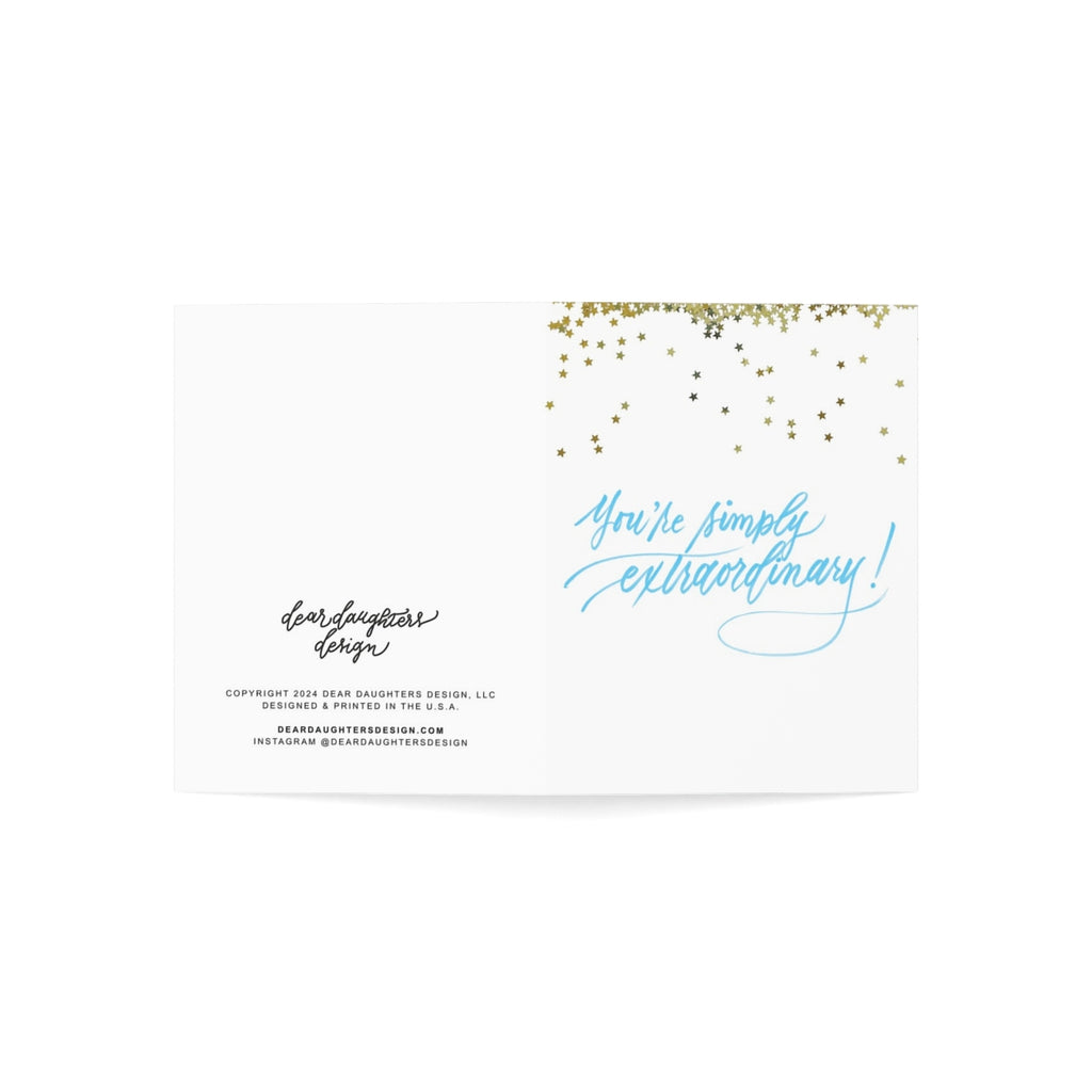 "You are simply extraordinary!" Sky Blue Thank You Greeting Card - Gratitude #08