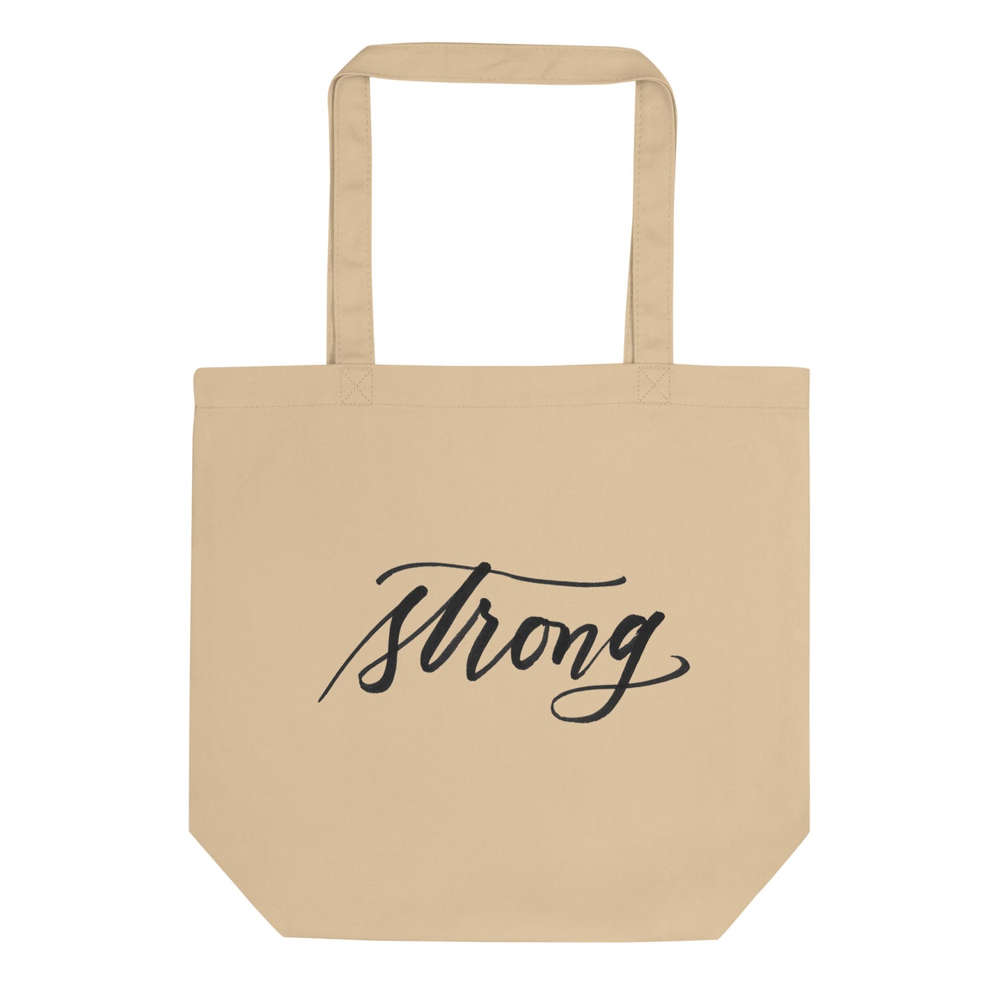 Script "Strong" Calligraphy Certified Organic Cotton Canvas Medium Eco Tote Bag