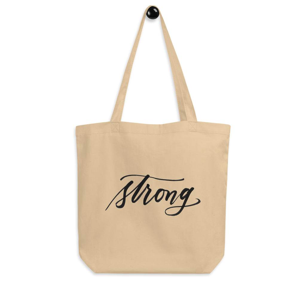 Script "Strong" Calligraphy Certified Organic Cotton Canvas Medium Eco Tote Bag