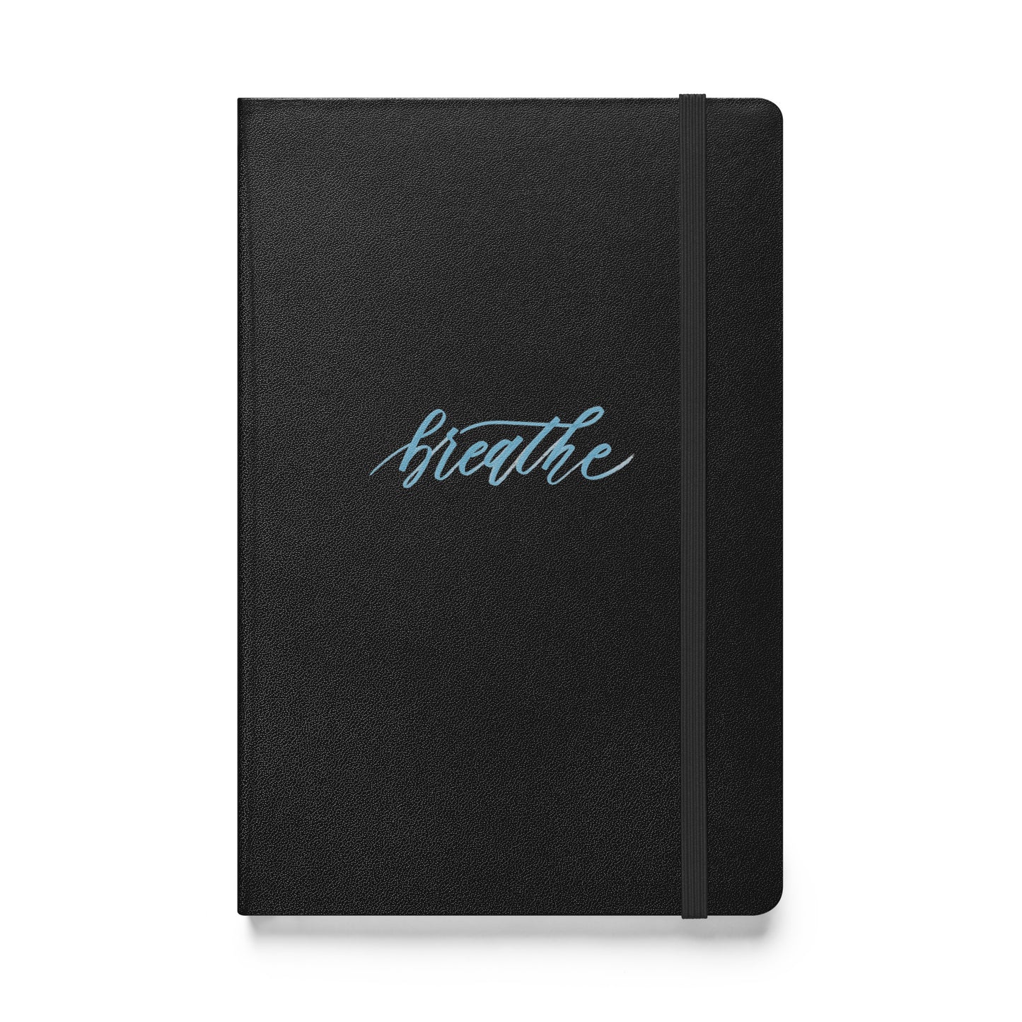 Handwritten "Breathe" Calligraphy Sky Blue Script Printed Hardcover Bound Notebook Journal