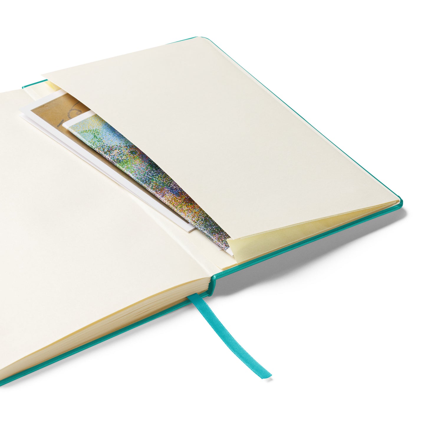 Handwritten "Breathe" Calligraphy Sky Blue Script Printed Hardcover Bound Notebook Journal