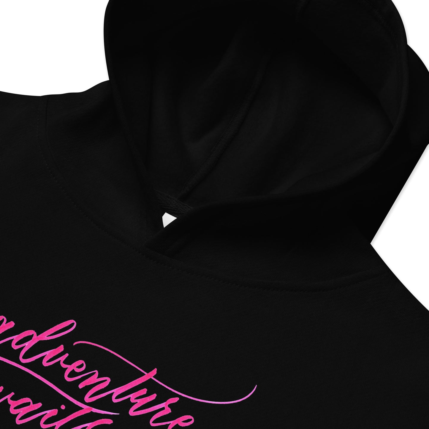 Script "Adventure Awaits" Pink Calligraphy Printed Kids Fleece Hoodie