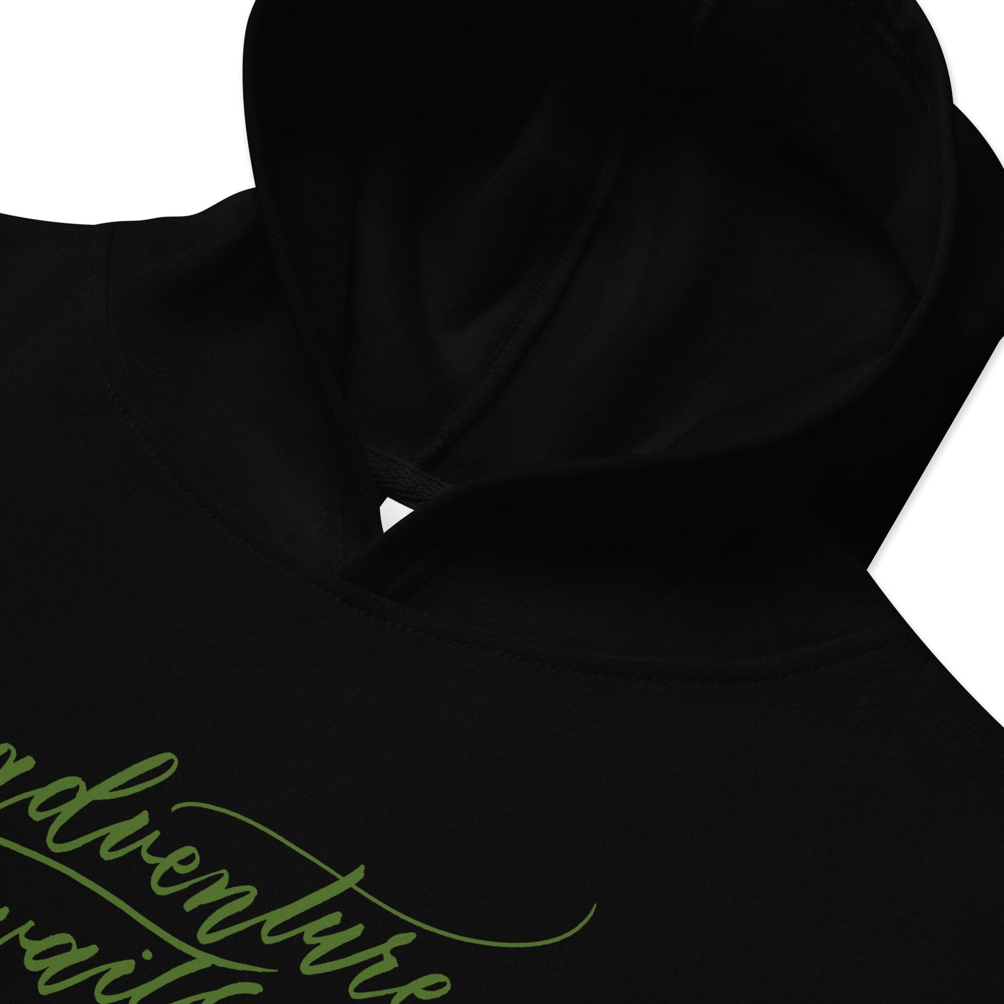 Script "Adventure Awaits" Green Calligraphy Printed Kids Fleece Hoodie