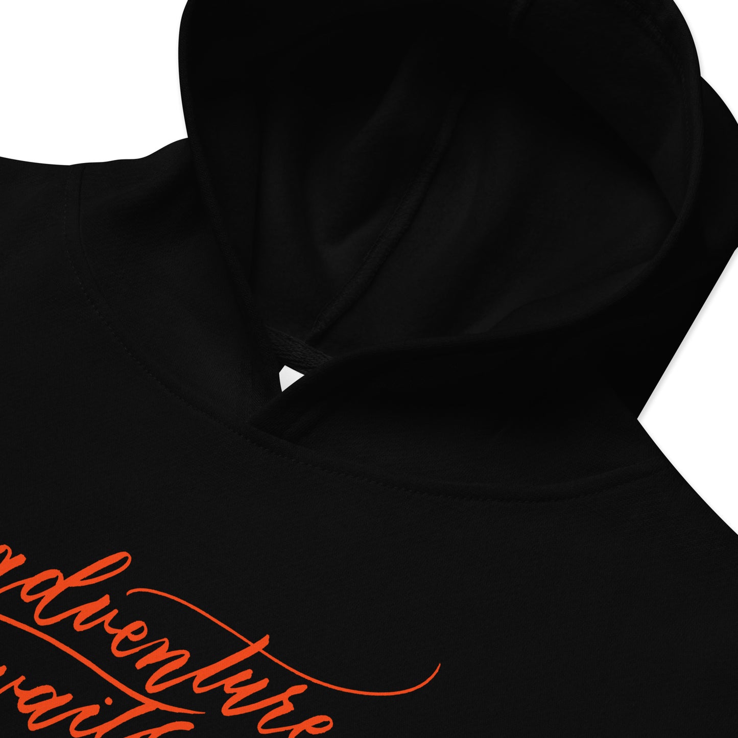 Script "Adventure Awaits" Orange Calligraphy Printed Kids Fleece Hoodie