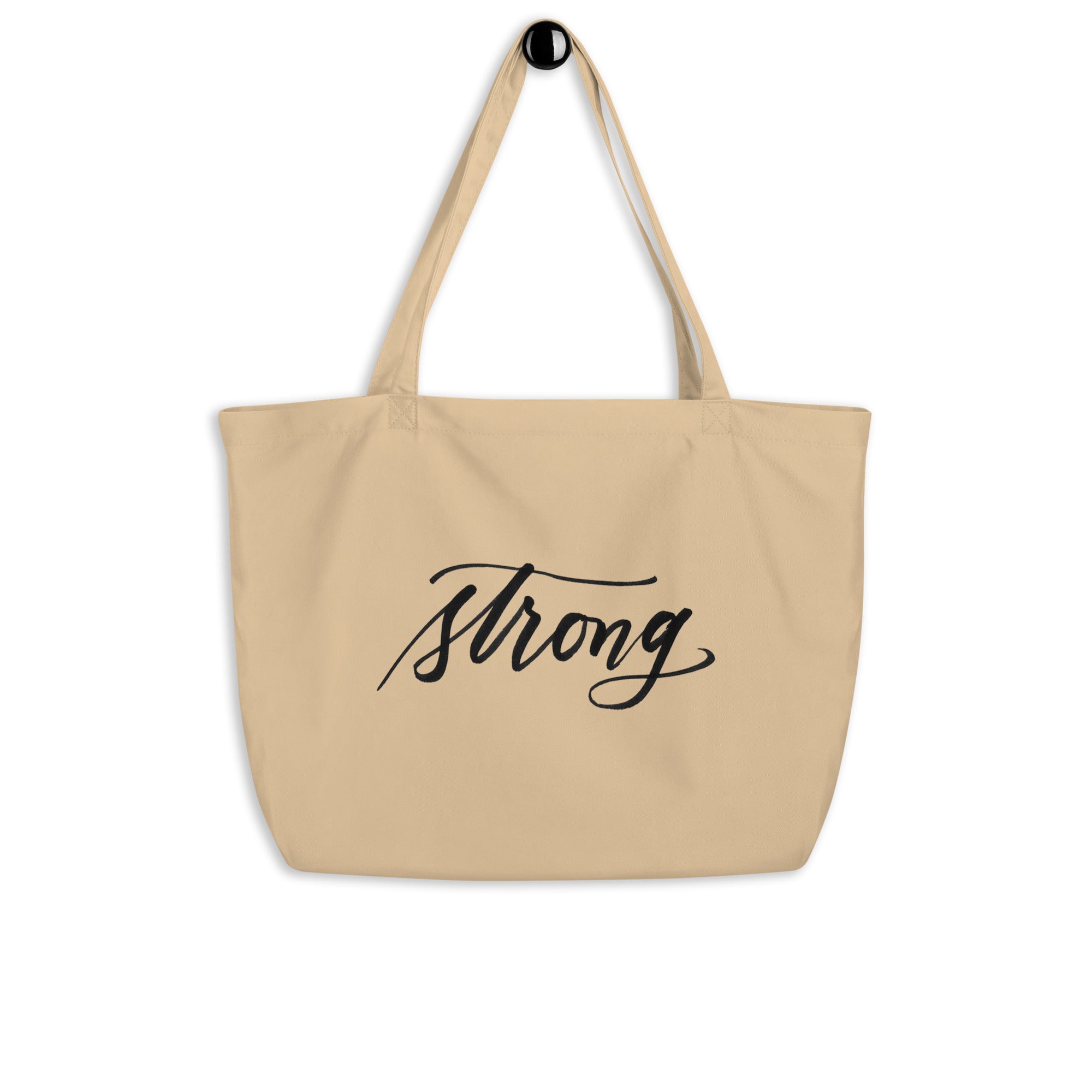 Script "Strong" Calligraphy Printed on Certified Organic Cotton Canvas Large Eco Tote Bag