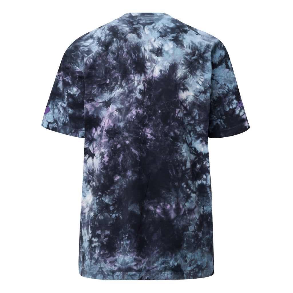ADULT SIZES - Embroidered Purple "Strong" Calligraphy Oversized Tie-Dye T-Shirt