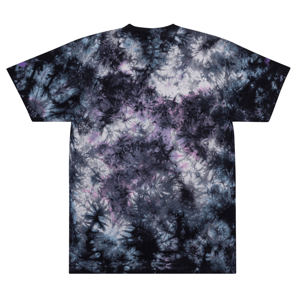 ADULT SIZES - Embroidered Purple "Strong" Calligraphy Oversized Tie-Dye T-Shirt