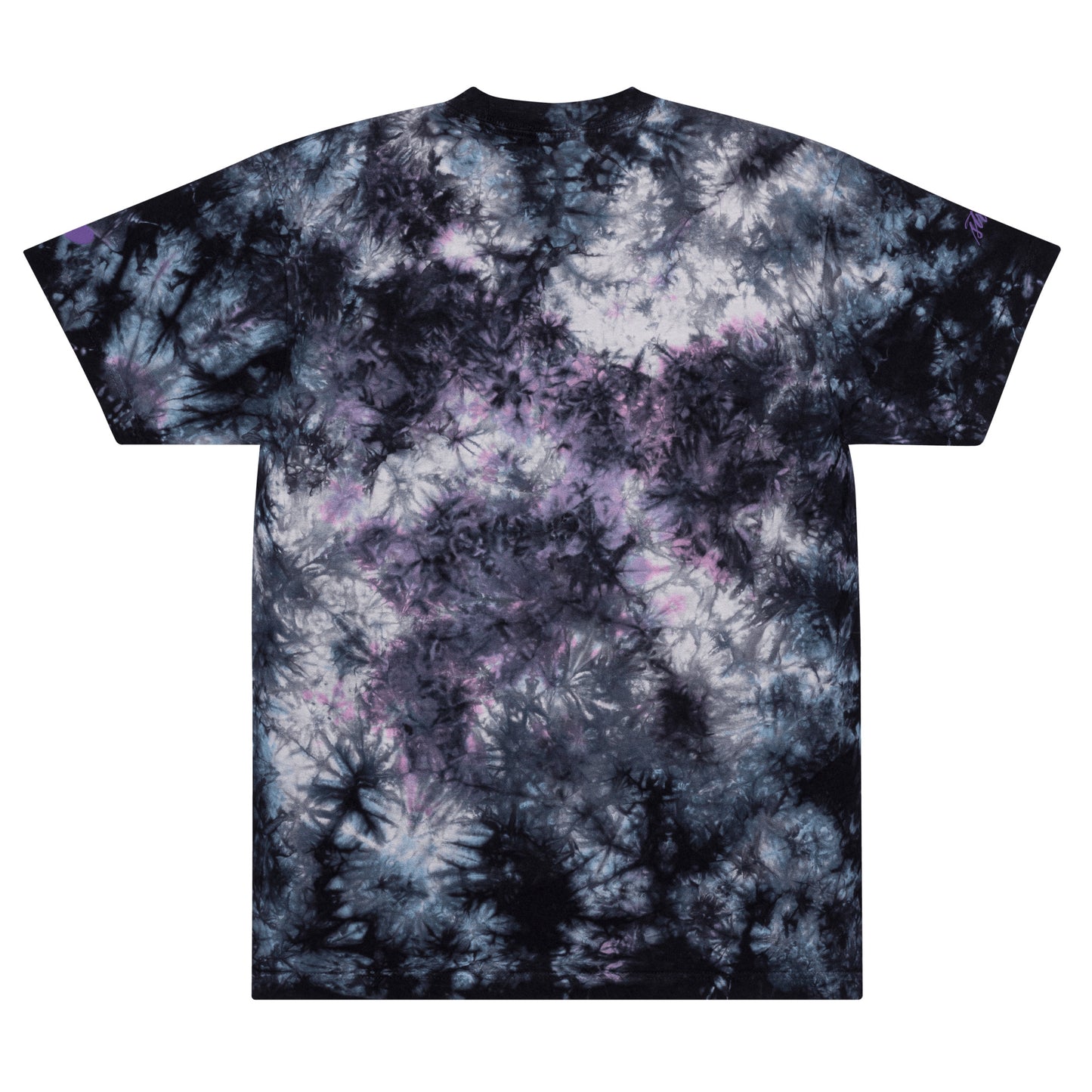 Embroidered Purple "Strong" Calligraphy Oversized Tie-Dye T-Shirt