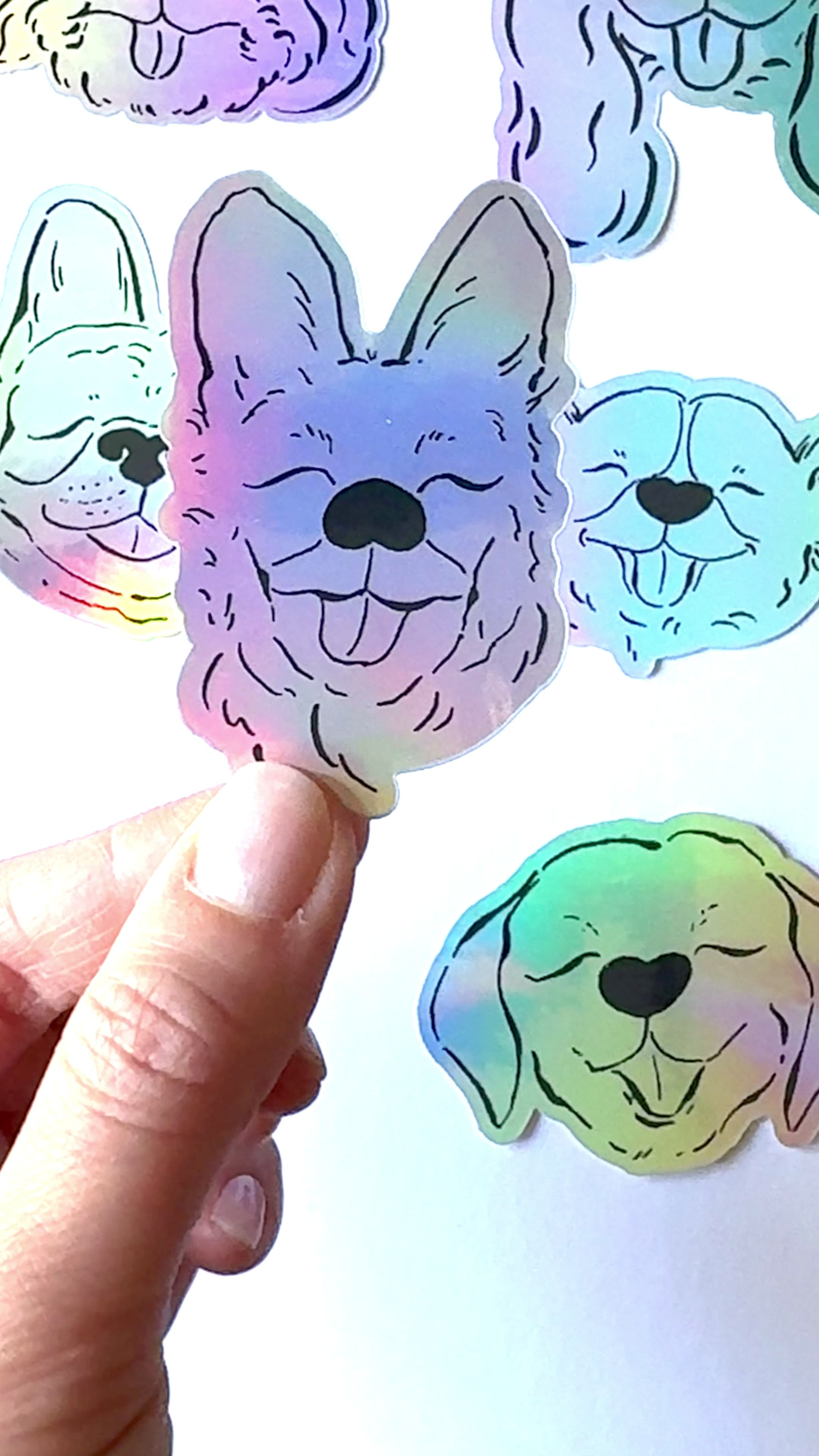 German Shepherd / Shepherd Mix Holographic Sticker - Puppy Smiles Waterproof Vinyl Decal Sticker