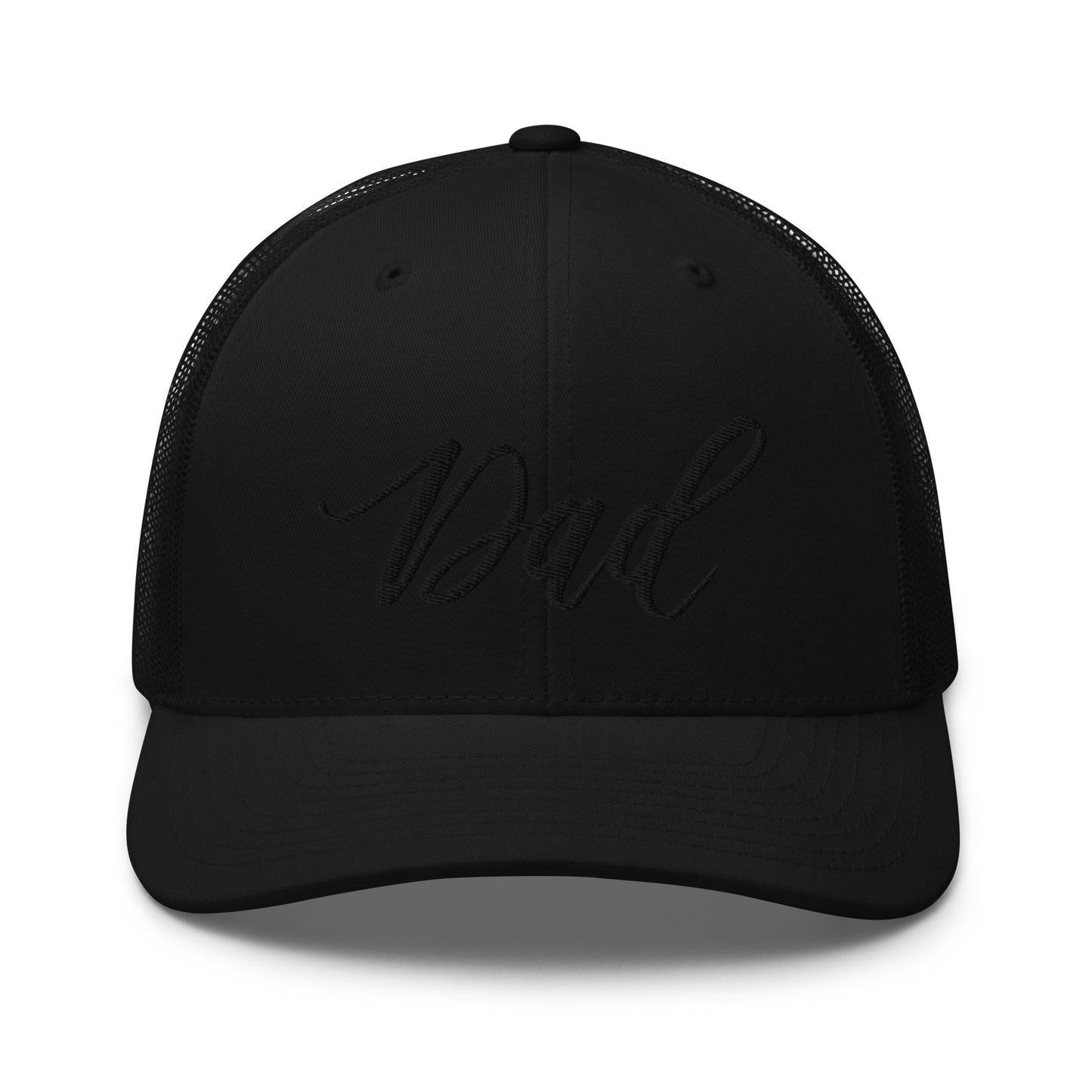 Embroidered Black Script "Girl Dad" Calligraphy Black Trucker Cap