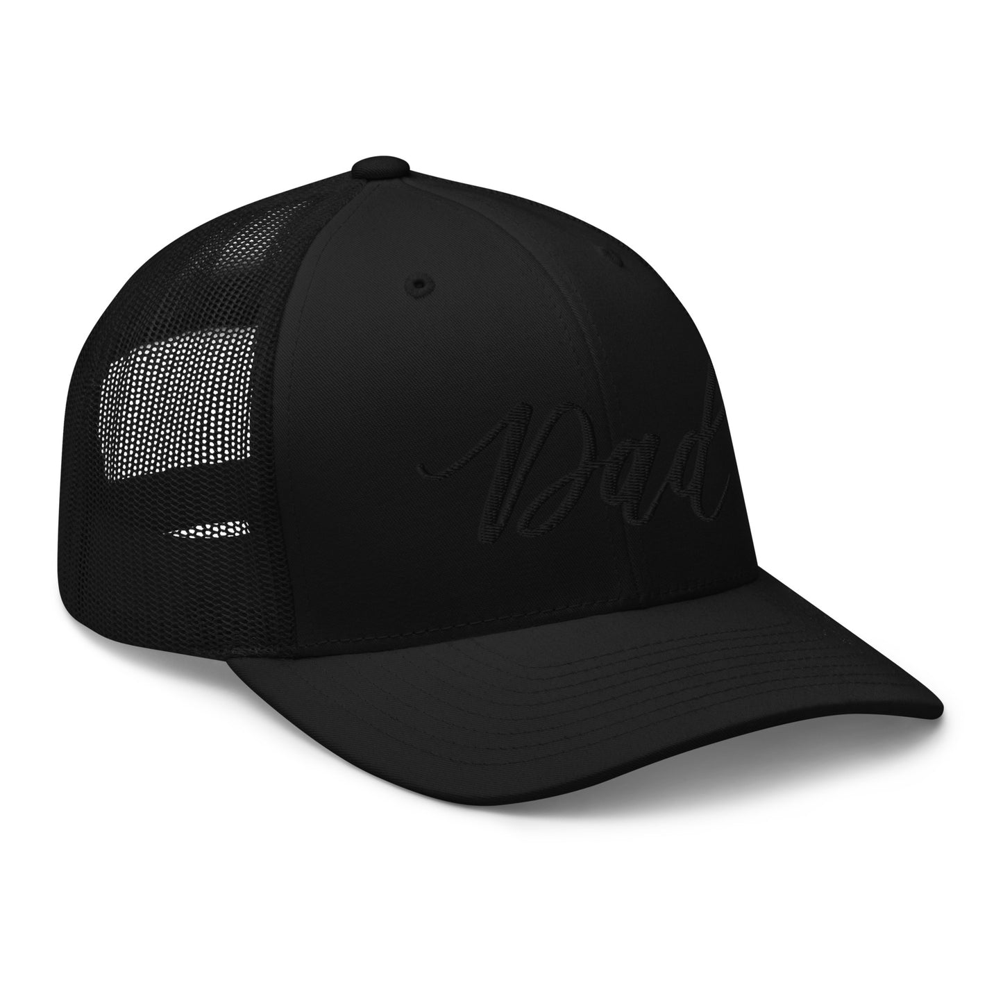 Embroidered Black Script "Girl Dad" Calligraphy Black Trucker Cap