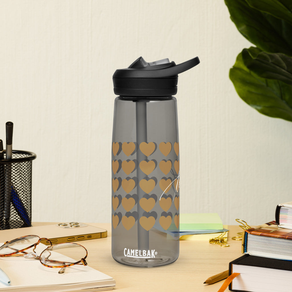 CamelBak Hearts Pattern & Handwritten "Teach" Calligraphy White Chalk Script Printed CamelBak Sports Water Bottle - Teach Because #06