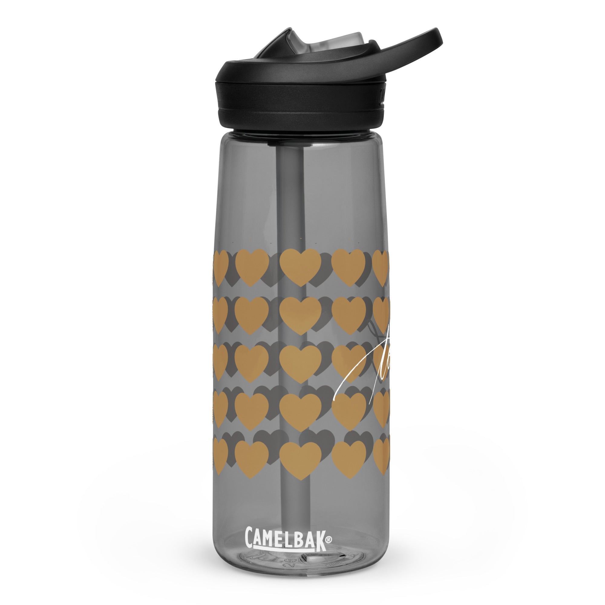 CamelBak Hearts Pattern & Handwritten "Teach" Calligraphy White Chalk Script Printed CamelBak Sports Water Bottle - Teach Because #06