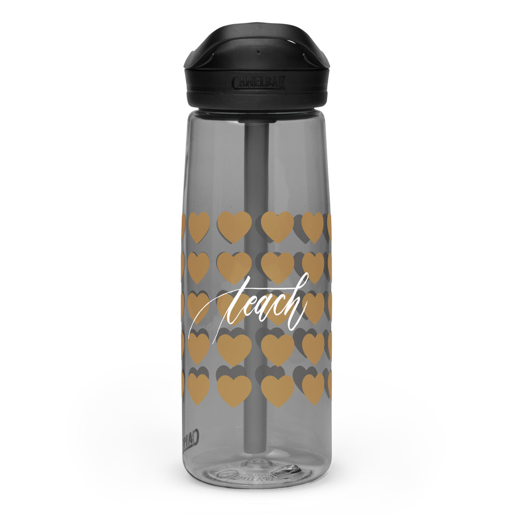 CamelBak Hearts Pattern & Handwritten "Teach" Calligraphy White Chalk Script Printed CamelBak Sports Water Bottle - Teach Because #06