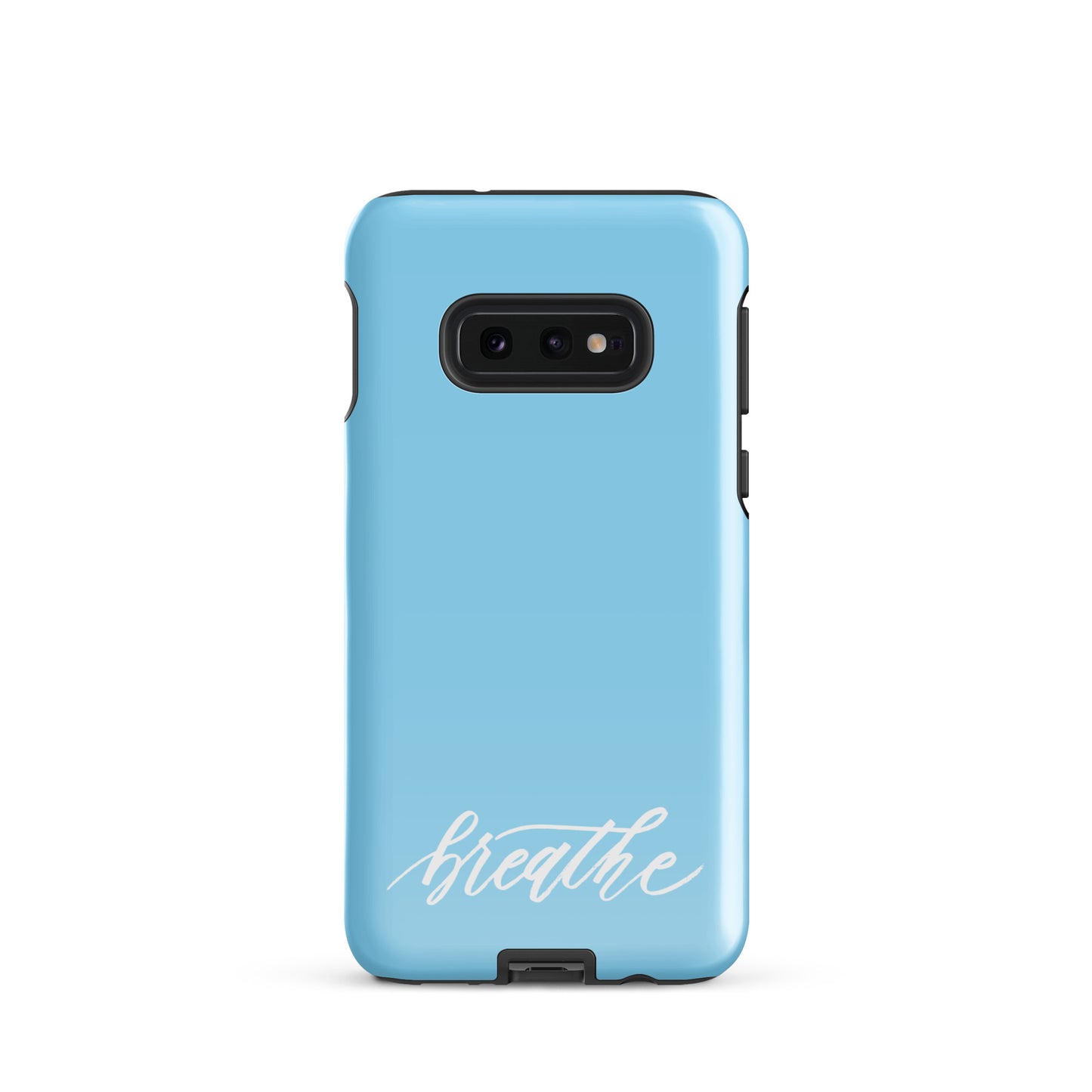 Script "Breathe" White Calligraphy on Sky Blue Printed Tough Case for Samsung®