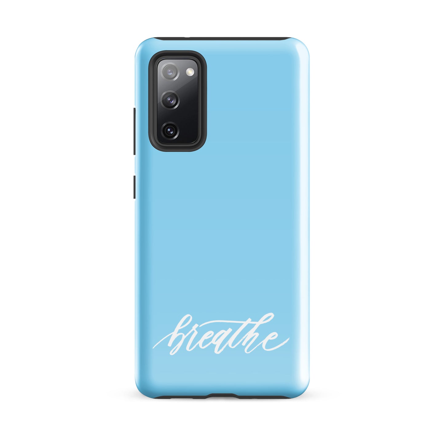 Script "Breathe" White Calligraphy on Sky Blue Printed Tough Case for Samsung®