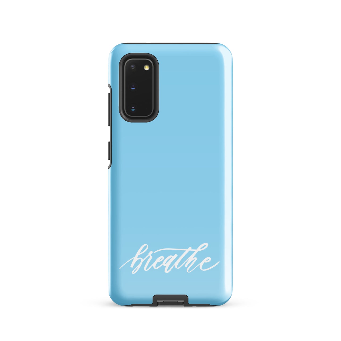 Script "Breathe" White Calligraphy on Sky Blue Printed Tough Case for Samsung®