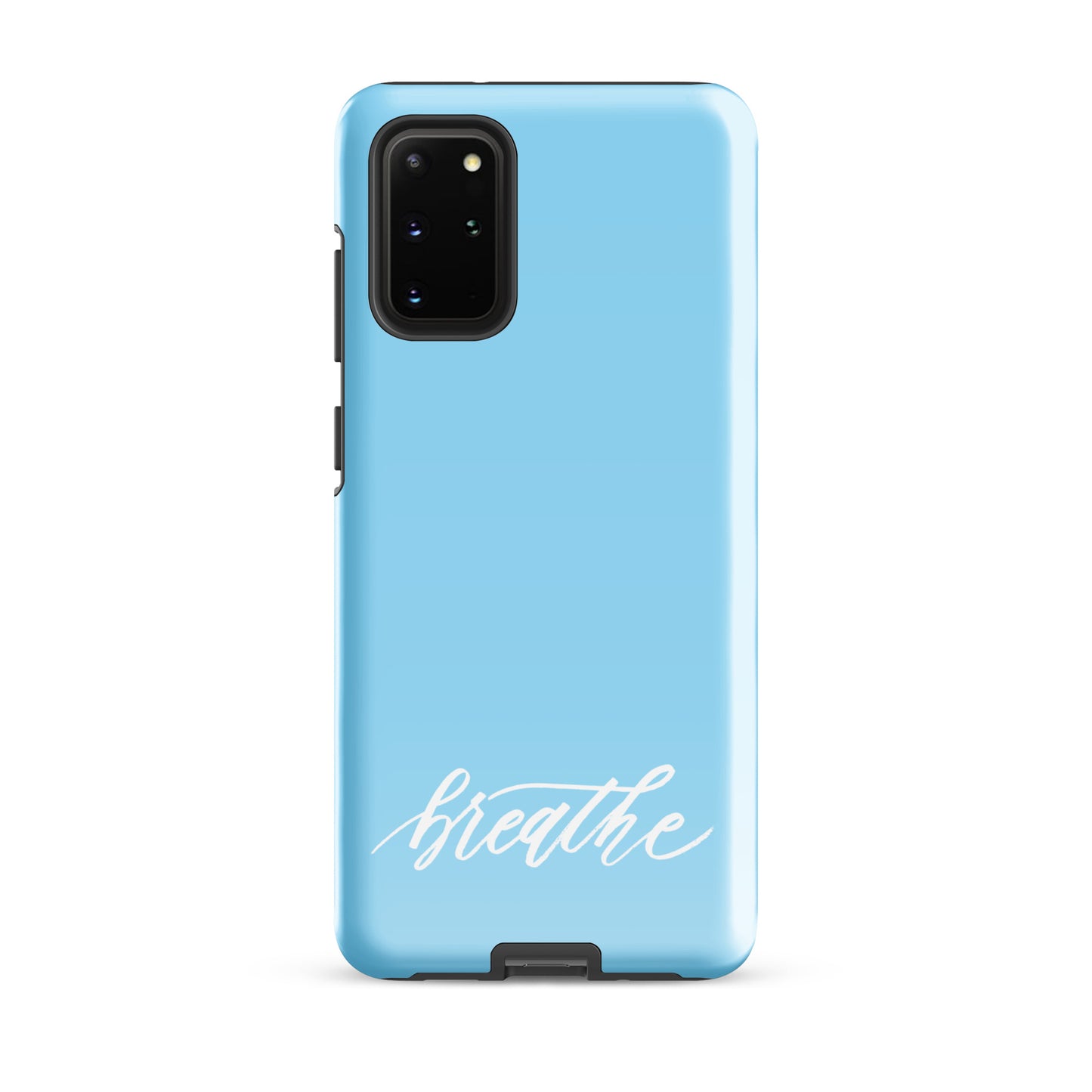 Script "Breathe" White Calligraphy on Sky Blue Printed Tough Case for Samsung®