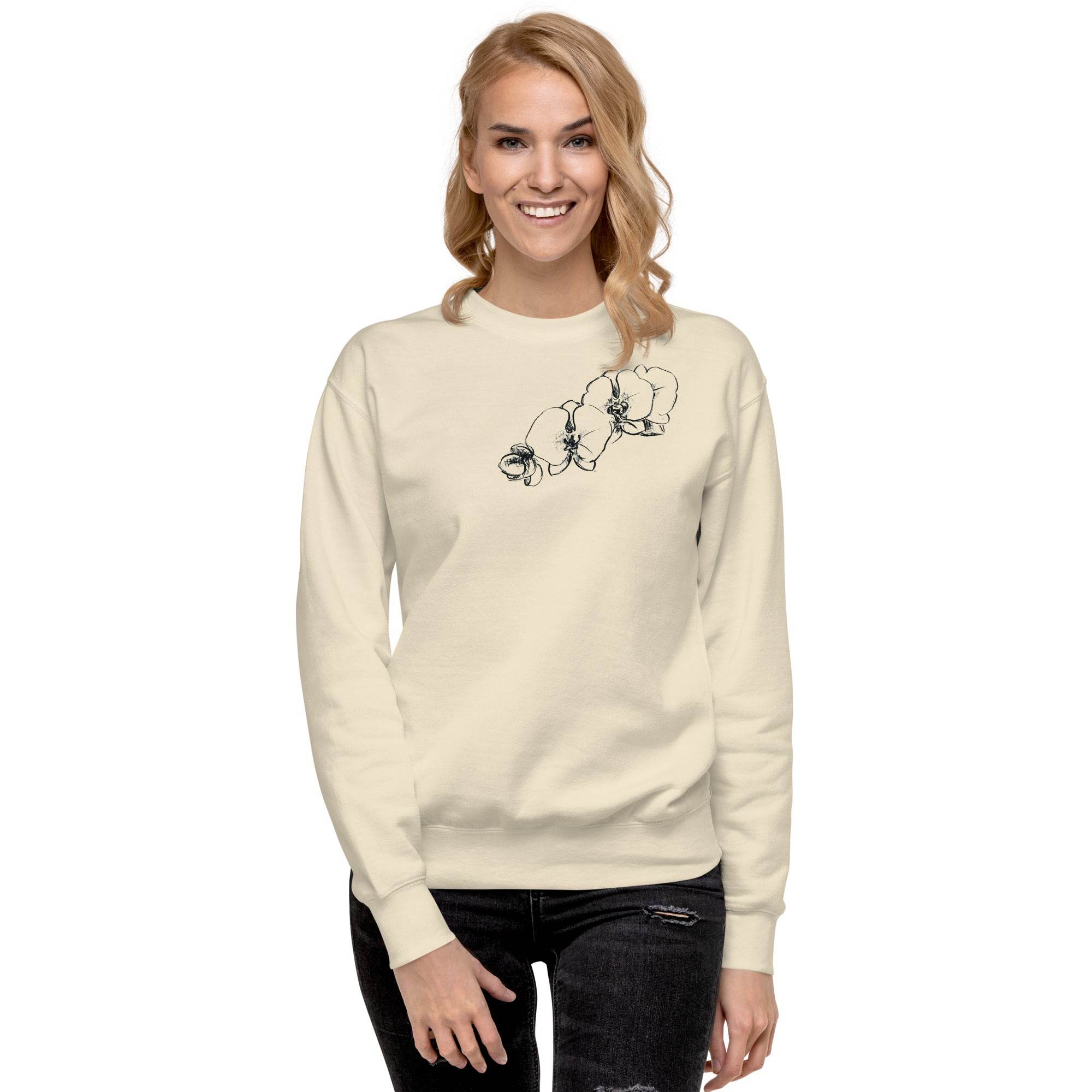 Orchid Sketch Printed Unisex Premium Sweatshirt - Dear Daughters Design