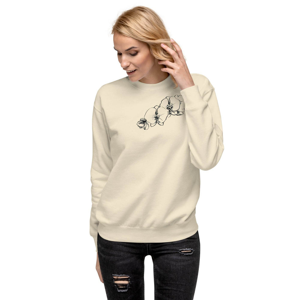 Orchid Sketch Printed Unisex Premium Sweatshirt - Dear Daughters Design