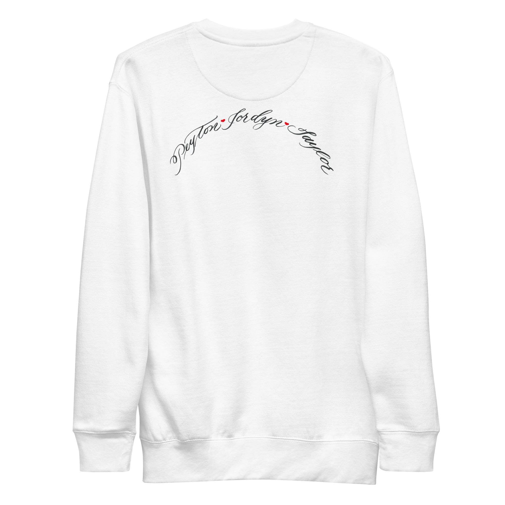 CUSTOM4 - Janie Mama Chest Back - Steeper Arc (Two Location Printing) - Unisex Premium Sweatshirt - CUSTOM - Dear Daughters Design