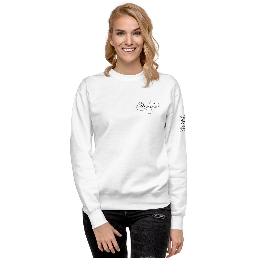 CUSTOM3 Updated - Karin Mama Chest Arm (Two Location Printing) - Unisex Premium Sweatshirt - Holiday Matching Gift - CUSTOM - Dear Daughters Design