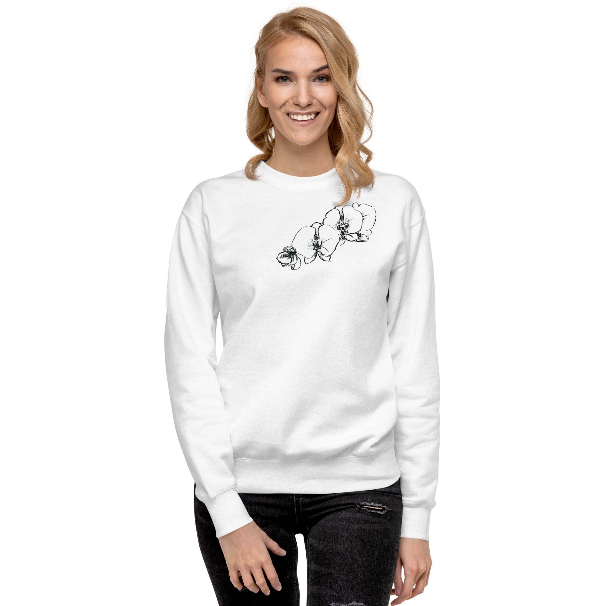Orchid Sketch Printed Unisex Premium Sweatshirt - Dear Daughters Design