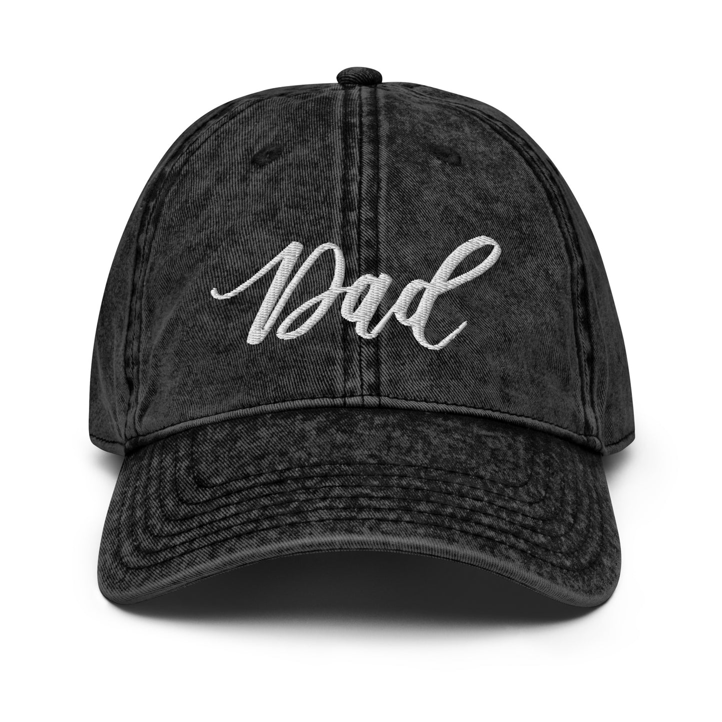 Embroidered Script "Dad" Calligraphy Vintage Cotton Twill Cap