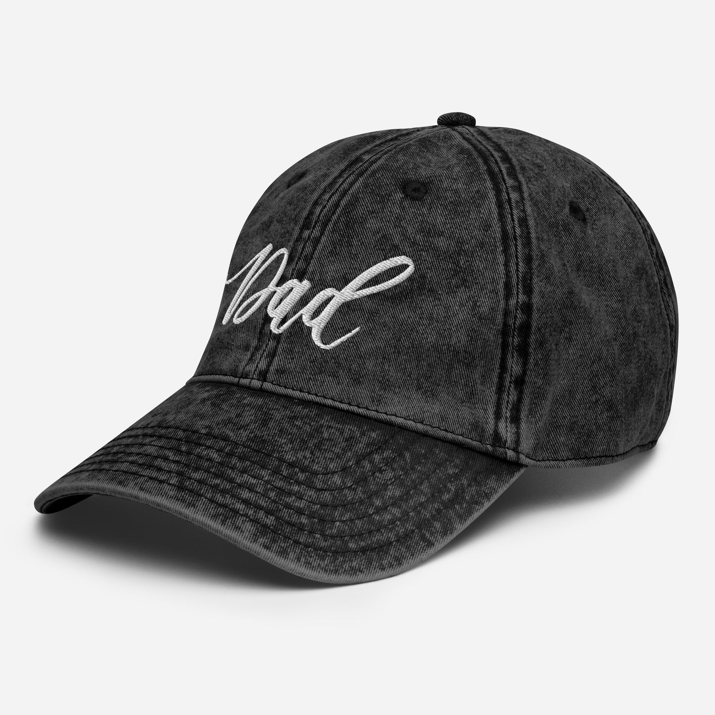 Embroidered Script "Dad" Calligraphy Vintage Cotton Twill Cap