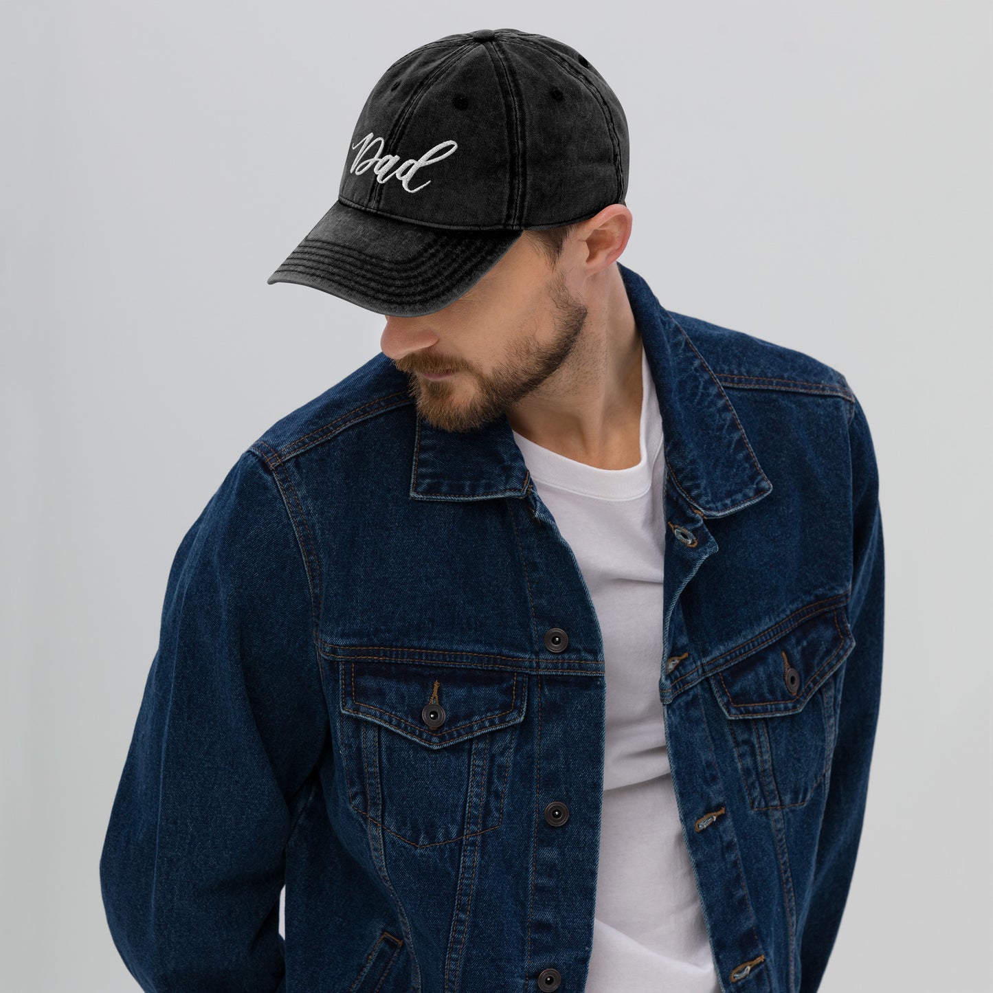 Embroidered Script "Dad" Calligraphy Vintage Cotton Twill Cap