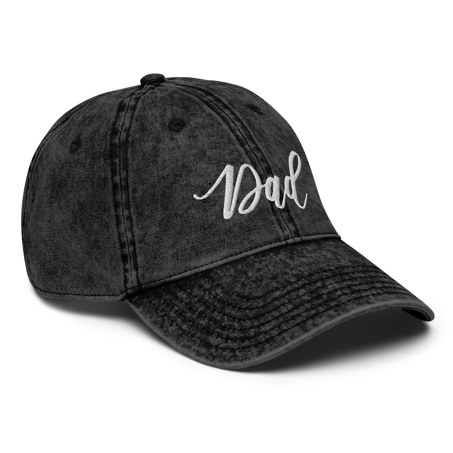 Embroidered Script "Dad" Calligraphy Vintage Cotton Twill Cap