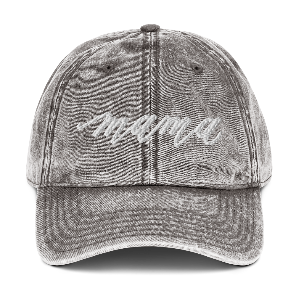 Embroidered Script "Mama" Calligraphy Vintage Cotton Twill Cap