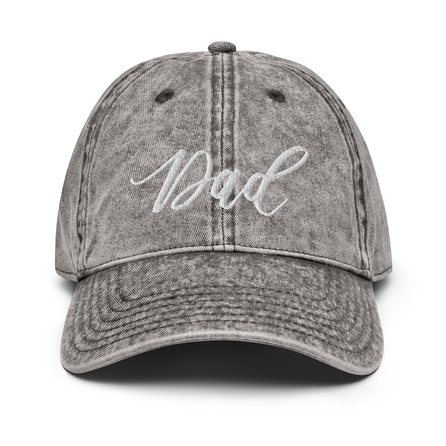 Embroidered Script "Dad" Calligraphy Vintage Cotton Twill Cap