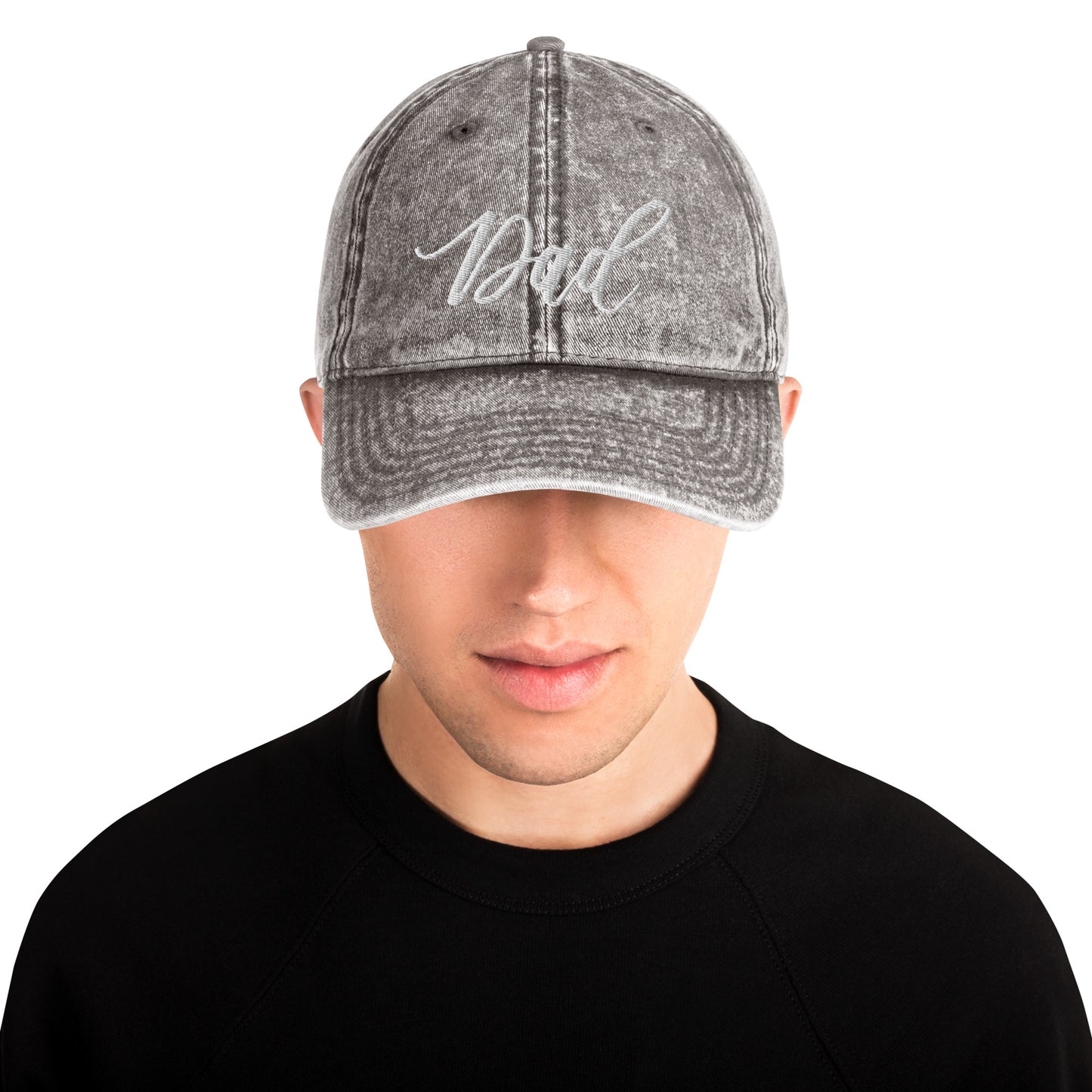 Embroidered Script "Dad" Calligraphy Vintage Cotton Twill Cap