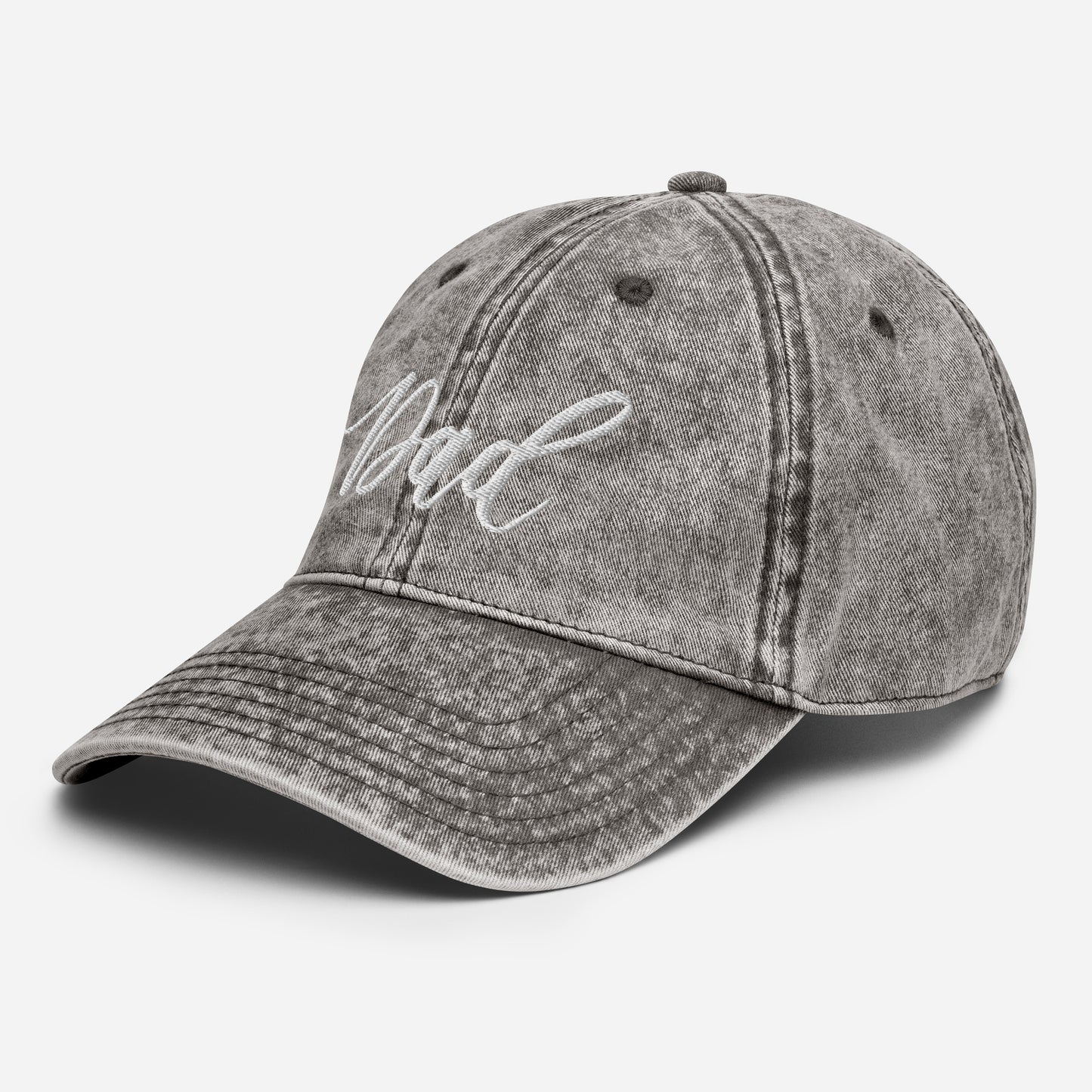 Embroidered Script "Dad" Calligraphy Vintage Cotton Twill Cap