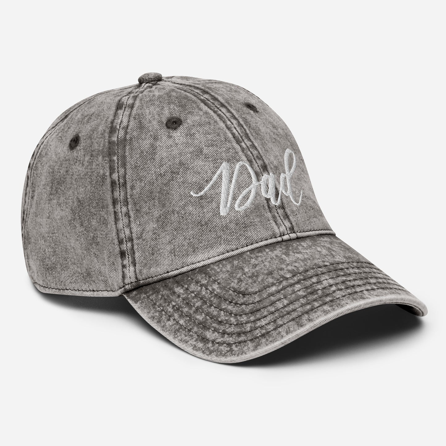 Embroidered Script "Dad" Calligraphy Vintage Cotton Twill Cap