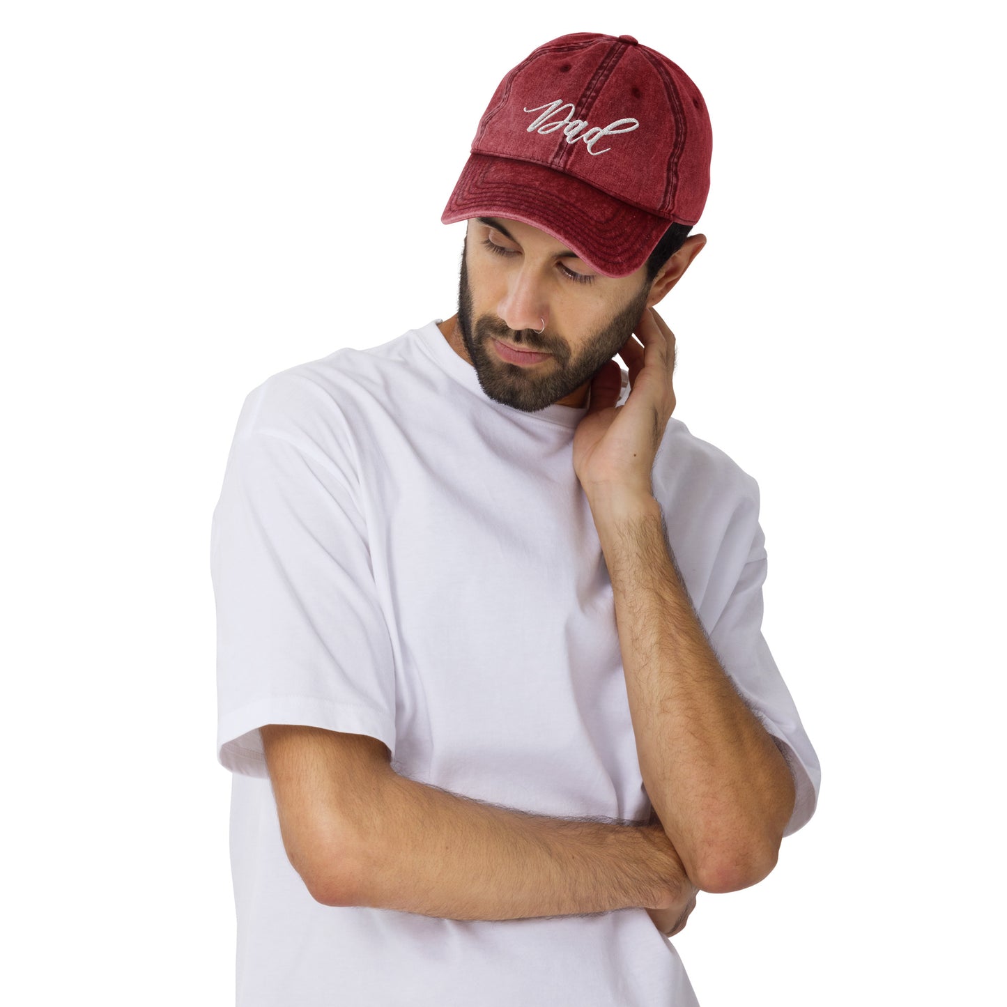 Embroidered Script "Dad" Calligraphy Vintage Cotton Twill Cap