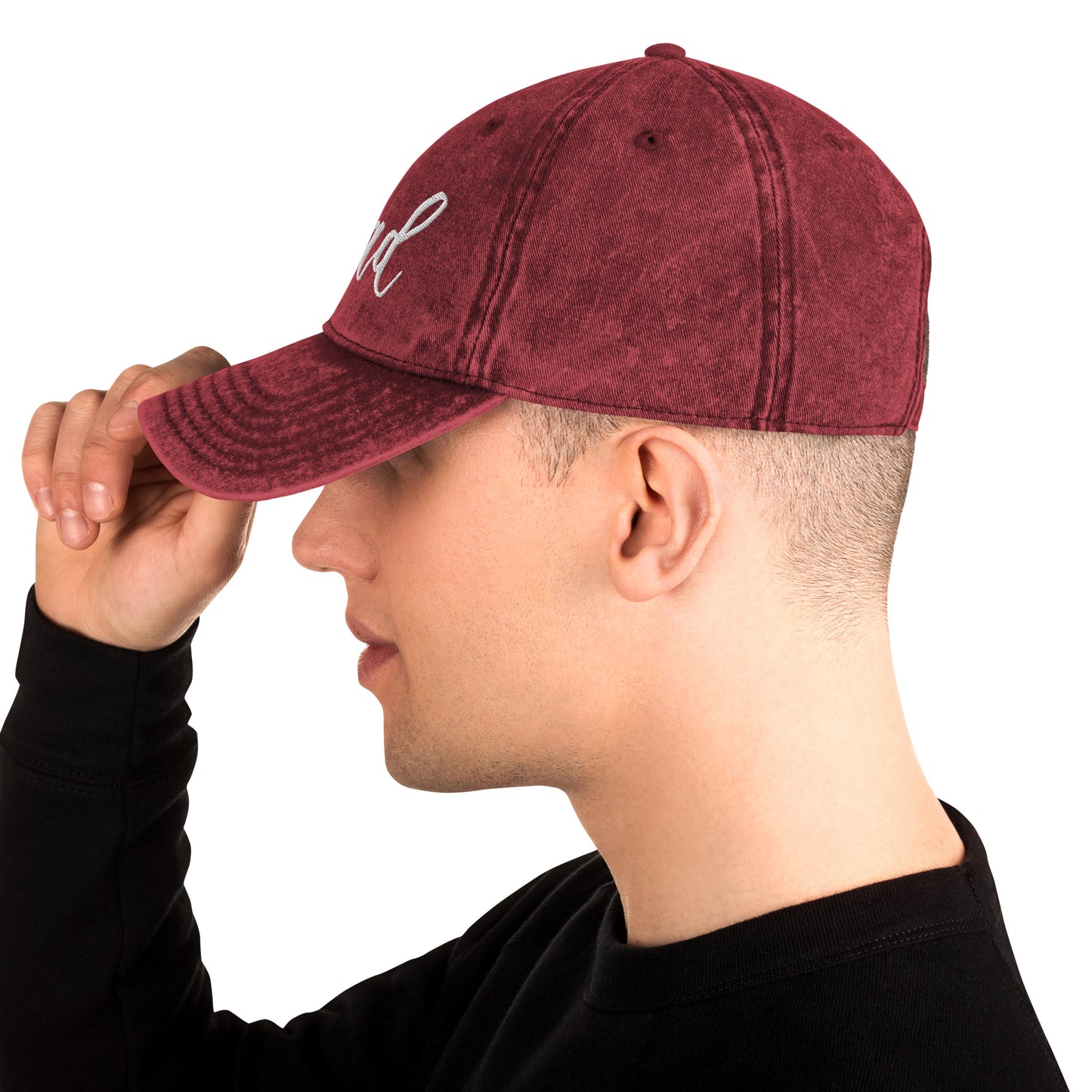 Embroidered Script "Dad" Calligraphy Vintage Cotton Twill Cap