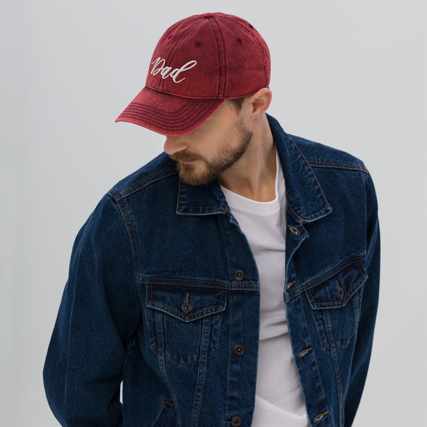 Embroidered Script "Dad" Calligraphy Vintage Cotton Twill Cap