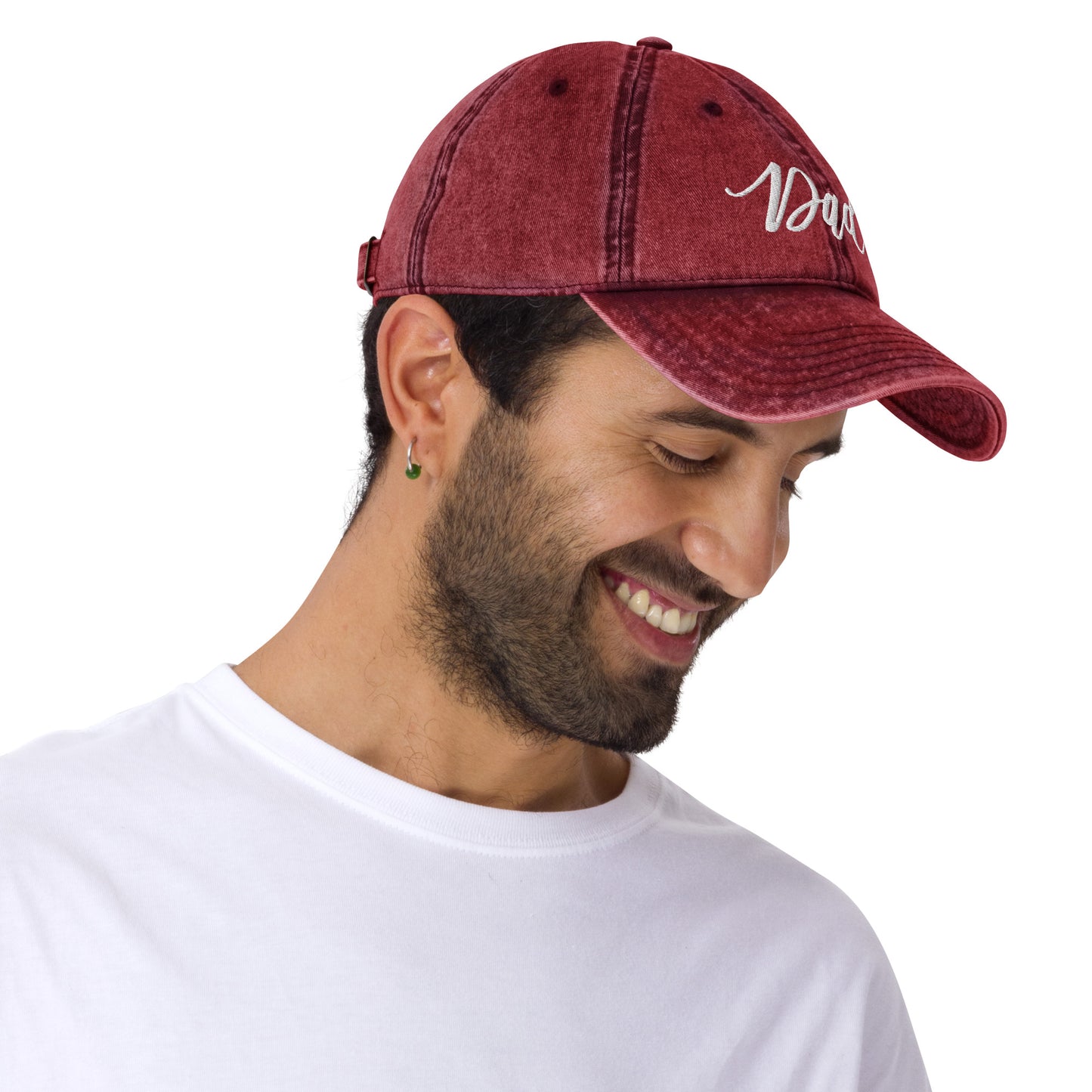 Embroidered Script "Dad" Calligraphy Vintage Cotton Twill Cap