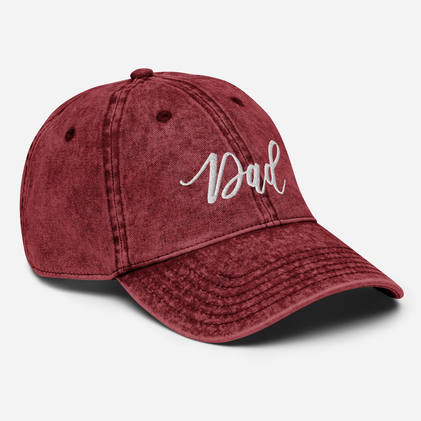 Embroidered Script "Dad" Calligraphy Vintage Cotton Twill Cap