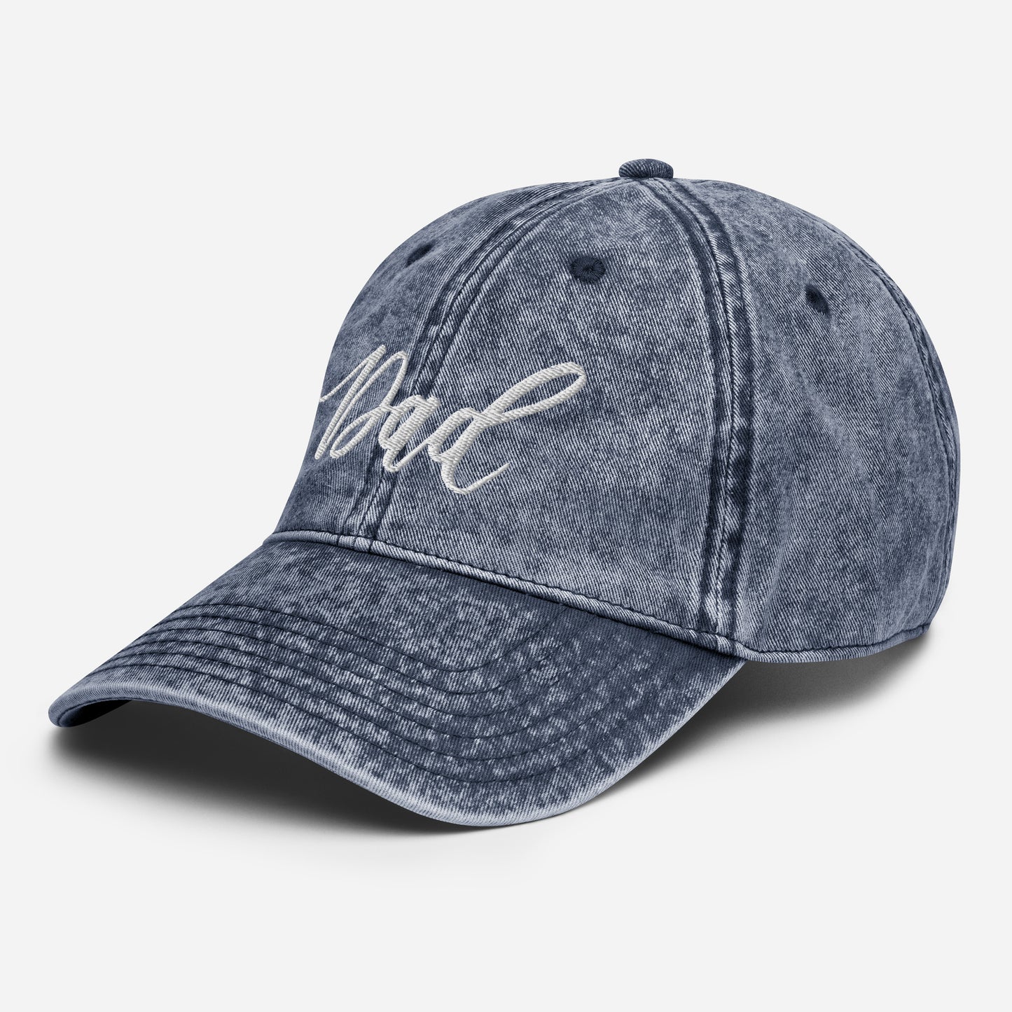 Embroidered Script "Dad" Calligraphy Vintage Cotton Twill Cap