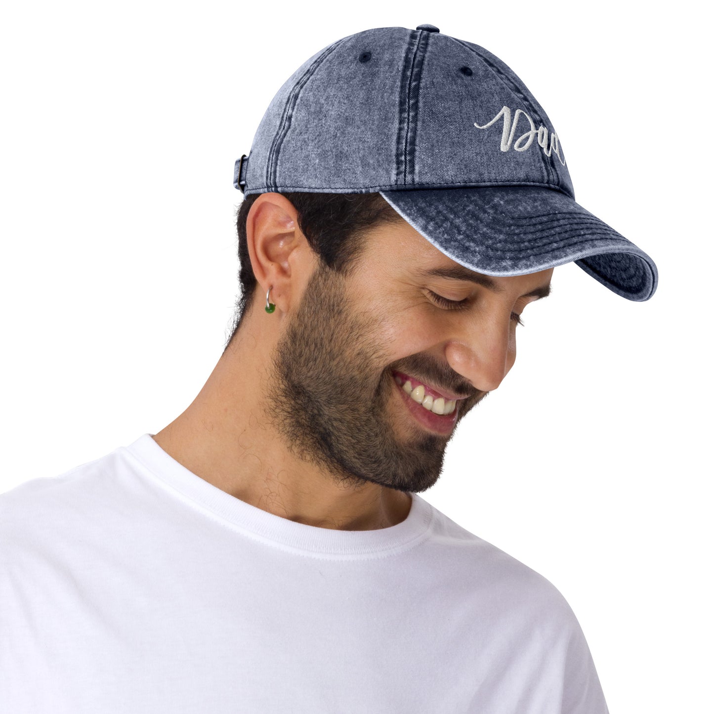 Embroidered Script "Dad" Calligraphy Vintage Cotton Twill Cap