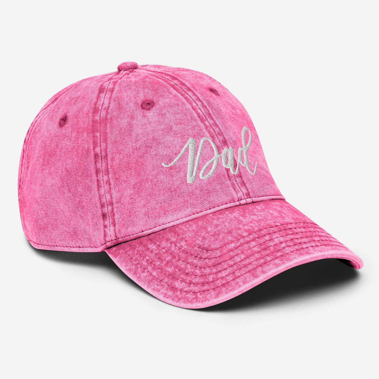 Embroidered Script "Dad" Calligraphy Vintage Cotton Twill Cap