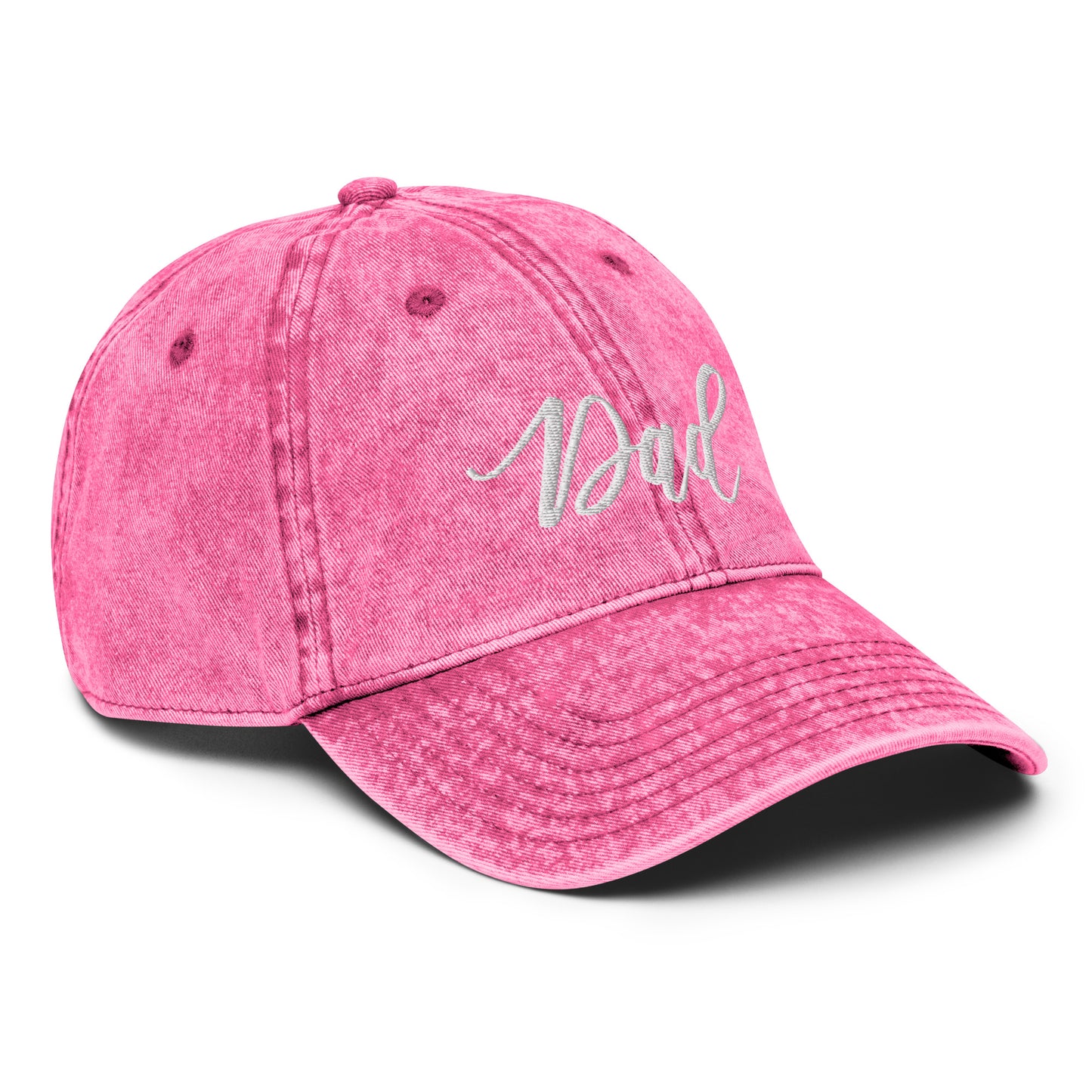 Embroidered Script "Dad" Calligraphy Vintage Cotton Twill Cap